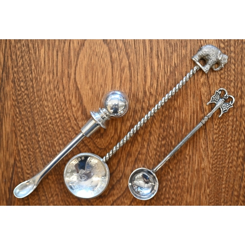 594 - #A silver plated spirit burner (crepe suchette) to/with assorted mother of pearl handled flatwares, ... 