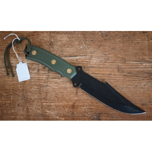 619 - A US RFX M21 training grenade to/w a hunting knife with compass-inset handle and webbing sheath (2)