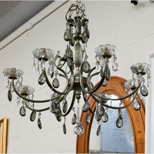 647 - An eight-branch electrolier chandelier with faceted glass drops