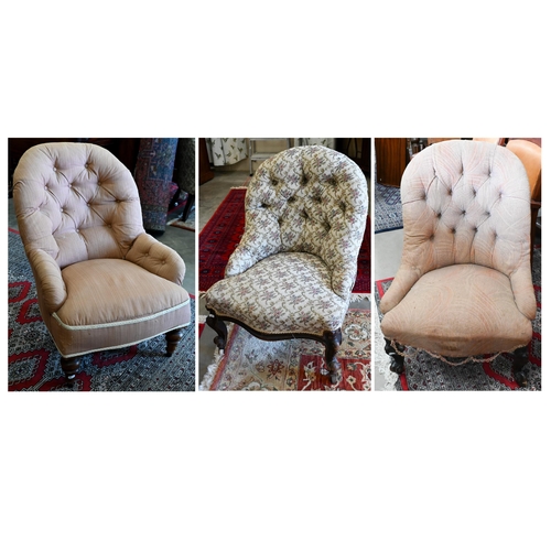 658 - #Three Victorian nursing chairs (for reupholstery)