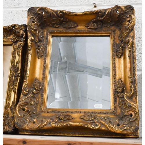 679 - A pair of antique style giltwood framed prints 35 cm x 30 cm to/with two similarly styled mirrors, 5... 