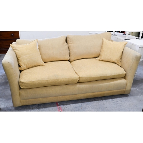 691 - A contemporary three seater sofa in yellow upholstery by Highly Sprung Ltd, 187 x 95 x 71 cm h (seat... 