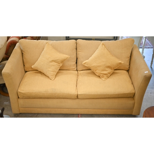 691 - A contemporary three seater sofa in yellow upholstery by Highly Sprung Ltd, 187 x 95 x 71 cm h (seat... 