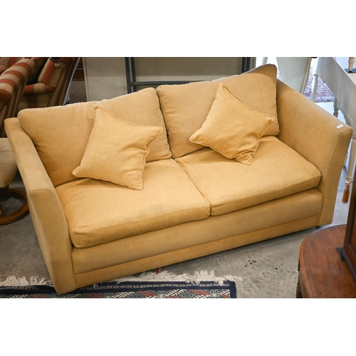 691 - A contemporary three seater sofa in yellow upholstery by Highly Sprung Ltd, 187 x 95 x 71 cm h (seat... 