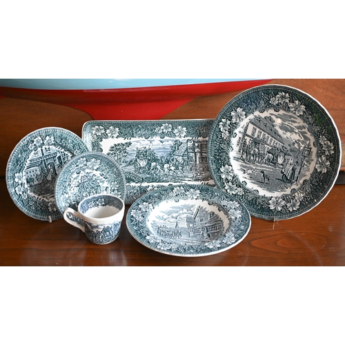 437 - #A Royal Tudor 'Coaching Taverns' pattern pottery dinner/tea service for six (37 pieces)