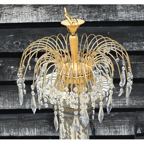 412 - #A vintage chandelier-type light fitting with lustre drops