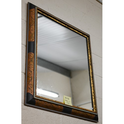 177A - Two modern gilt framed mirrors (69 x 53 cm and 100 x 70 cm) to/w another example in black painted an... 