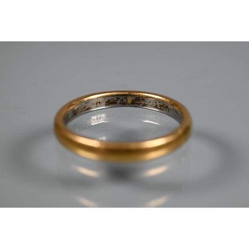 304 - A wedding band in 22ct yellow gold and platinum, N, approx 4.3g