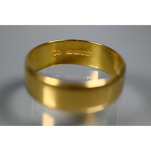 306 - A 22ct yellow gold wide wedding band, size U, approx 6.3g