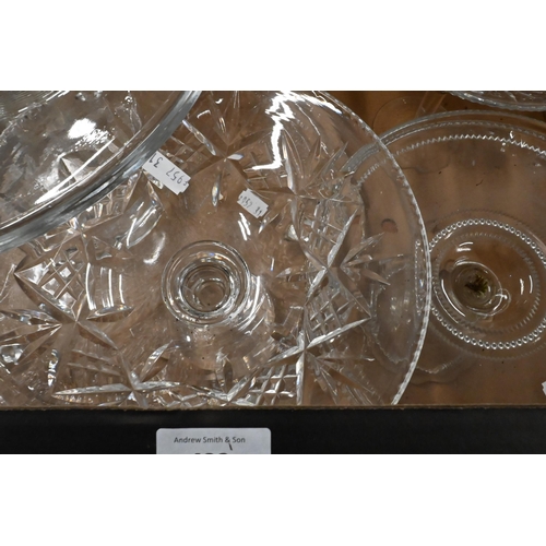 425 - A pair of Webb Corbett cut glass comports, to/w two pressed glass comports and a large platter mould... 