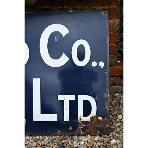 105 - 'Strong and Co of Romsey, Ltd', a large vintage enamel brewery sign, displaying damages, 206 cm x 65... 