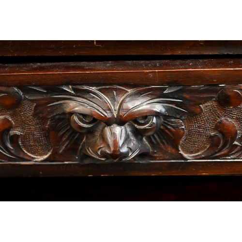 140 - A Victorian carved mahogany 'green man' bureau, 76 x 40 x 165 cm high