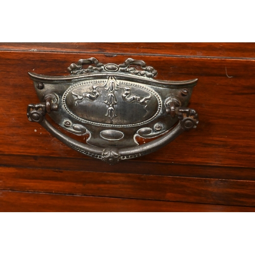 153 - An Edwardian mahogany chiffonier bookcase with leaded glazed doors over two drawers and panelled cup... 