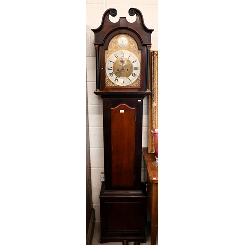 156 - A 'Wilson & Sharp' Edinburgh mahogany longcase clock, brass and silvered dial on eight-day movem... 