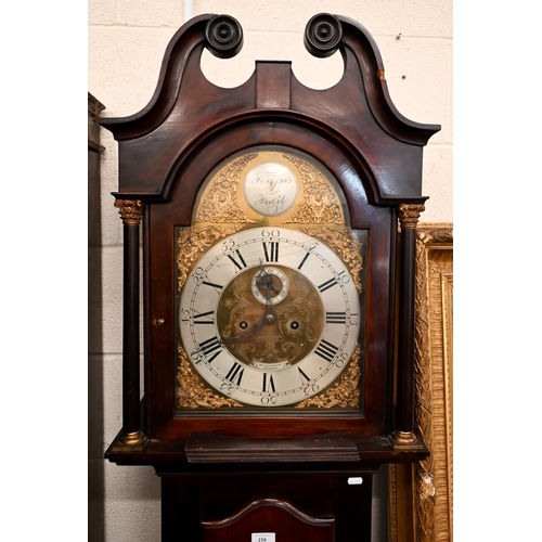 156 - A 'Wilson & Sharp' Edinburgh mahogany longcase clock, brass and silvered dial on eight-day movem... 