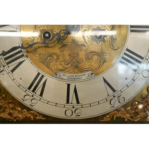 156 - A 'Wilson & Sharp' Edinburgh mahogany longcase clock, brass and silvered dial on eight-day movem... 