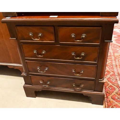 166 - A pair of small mahogany Georgian style chests each with two short over three long drawers on bracke... 