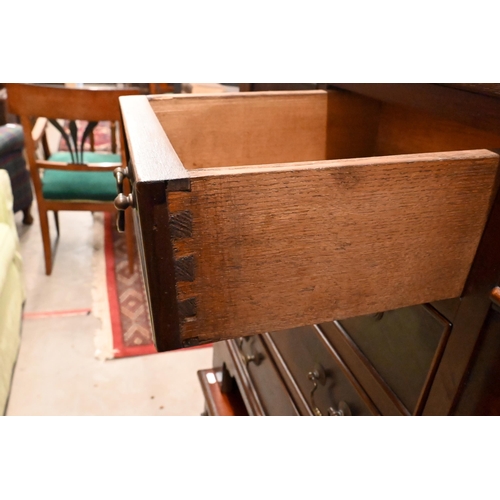 166 - A pair of small mahogany Georgian style chests each with two short over three long drawers on bracke... 