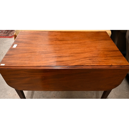 172 - A 19th century mahogany Pembroke table with end drawer and tapering square supports with casters, 80... 