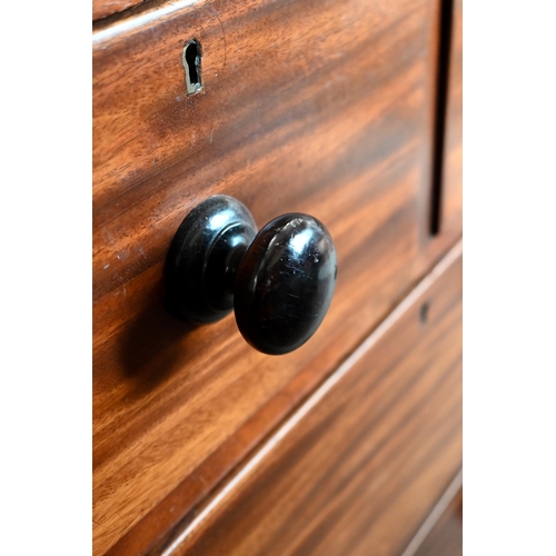 187 - A 19th century mahogany chest of two short over two long drawers with turned handles, 90 x 50 x 90 c... 