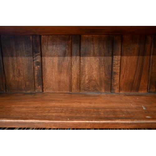 193 - A large Indian stained hardwood Havali door frame open bookcase with four shelves (very heavy), 140 ... 