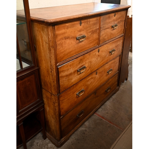 221 - A 19th century Anglo Indian camphorwood campagin chest of two short and three long drawers in two se... 