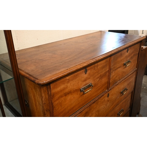 221 - A 19th century Anglo Indian camphorwood campagin chest of two short and three long drawers in two se... 