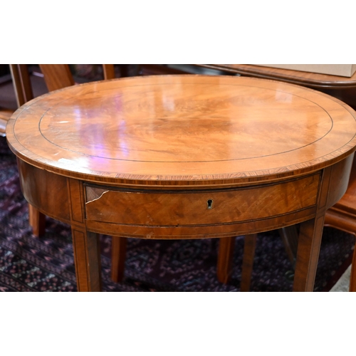 263 - # An Edwardian rosewood two-tier kidney shaped occasional table with inlaid musical instrument carto... 