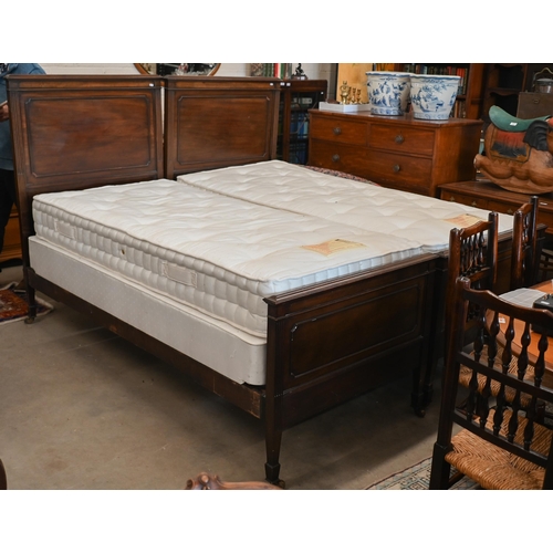 266 - A pair of Edwardian mahogany single beds each c/w sprung base and Harriso BedTailor Classic 148 matt... 