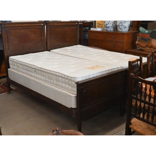 266 - A pair of Edwardian mahogany single beds each c/w sprung base and Harriso BedTailor Classic 148 matt... 