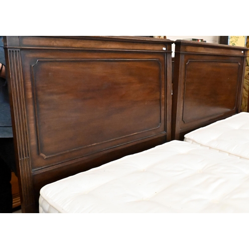 266 - A pair of Edwardian mahogany single beds each c/w sprung base and Harriso BedTailor Classic 148 matt... 