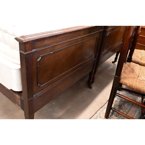 266 - A pair of Edwardian mahogany single beds each c/w sprung base and Harriso BedTailor Classic 148 matt... 