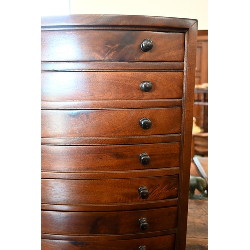 273 - A mahogany bowfront eight drawer collector's chest, 42 x 30 x 50 cm high