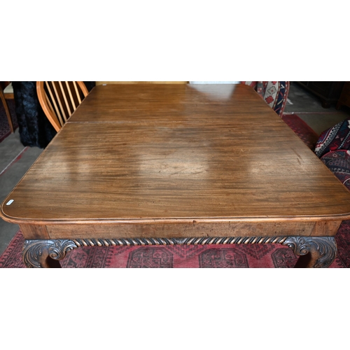 274 - A large 19th century mahogany extending dining table (without any leaves) in two sections, the round... 