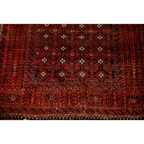 278 - Afghan red ground prayer rug, 156 x 80 cm to/w two Persian baluch rugs, 177 x 90 and 156 x 80 cm (3)