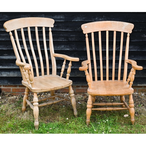 A pair of beech Windsor armchairs (2)