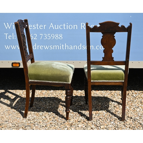 345 - # A set of four late 19th century overstuffed carved and moulded walnut framed side chairs (4)