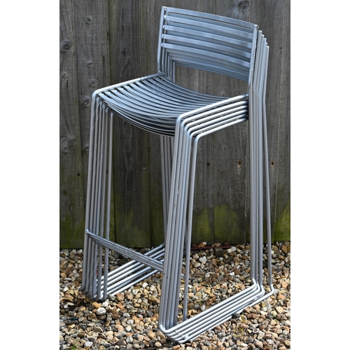 347 - A stack of six Emu bar stools, finished in silver (6)