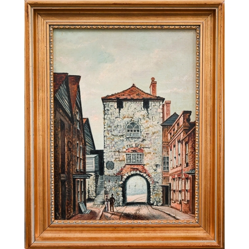 355 - H E Locke - 'The Southampton Bargate' and 'The Westgate Southampton' in the year 1897, oil on canvas... 