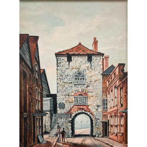 355 - H E Locke - 'The Southampton Bargate' and 'The Westgate Southampton' in the year 1897, oil on canvas... 