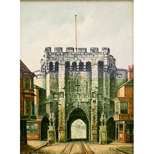 355 - H E Locke - 'The Southampton Bargate' and 'The Westgate Southampton' in the year 1897, oil on canvas... 