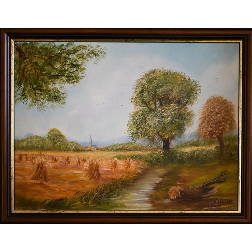 357 - # B J Peters - Summer landscape, oil on canvas, signed, 29.5 x 39 cm