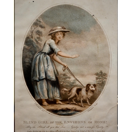 360 - Two 18th century engravings - Country Girl of Tuscany and Blind Girl of the Environs of Rome, pub 17... 