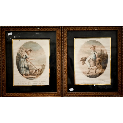 360 - Two 18th century engravings - Country Girl of Tuscany and Blind Girl of the Environs of Rome, pub 17... 