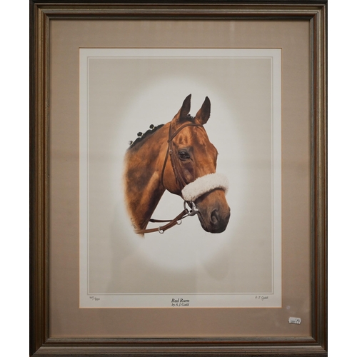 366 - Two limited edition prints - Red Rum by A J Gadd, pencil signed, 51 x 39 cm and Desert Orchid The Wi... 