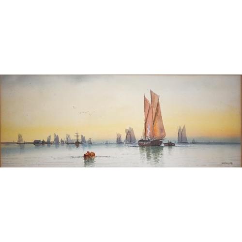 369 - Two marine views - E Newport, oil on canvas, signed, 29 x 19 cm and H Douglas, watercolour, 18 x 45 ... 