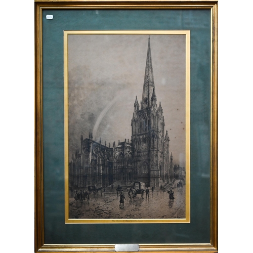 372 - 'The Church of St Mary, Redcliffe, Bristol', engraving, 67 x 41 cm with presentation plaque