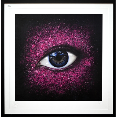 377 - 'My Dog Sighs' limited edition print of an eye, indistinctly signed, 60 x 60 cm c/w paperwork