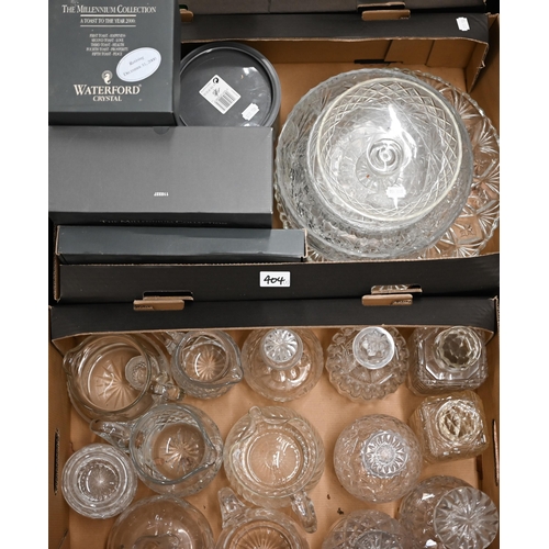 404 - A boxed Waterford Millennium Collection pair of champagne flutes, to/w a bowl and a photogaph frame,... 