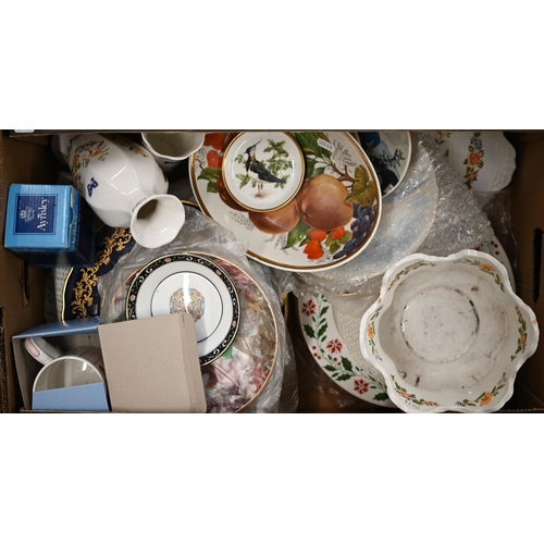 418 - # Three boxes of decorative ceramics including tea wares, wall plates etc (3)